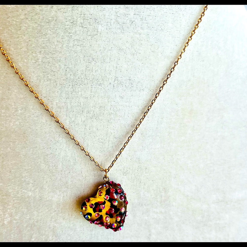 Dainty Betsey Leopard Heart necklace